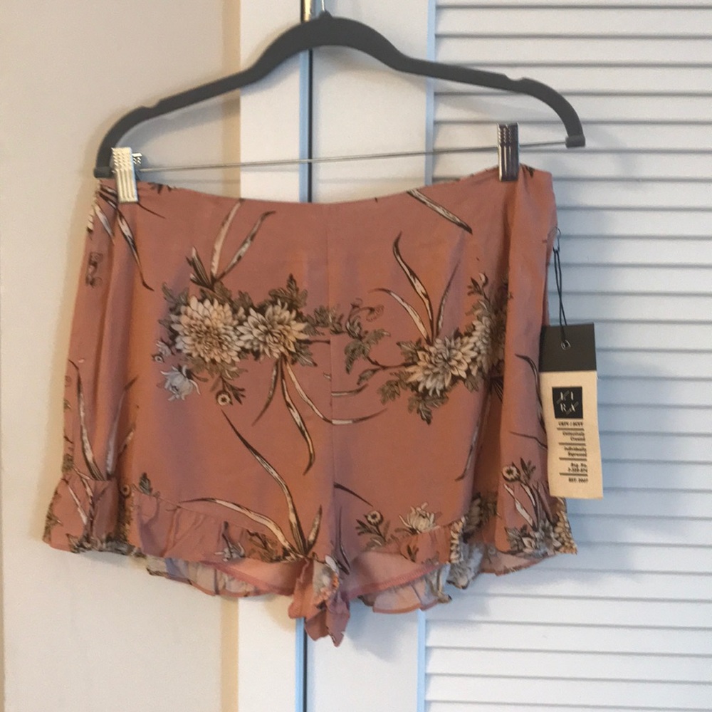 Pink Floral Print Shorts